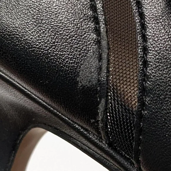 Adrienne Vittadini Women's Black Leather Mesh Pointed-Toe Heels - Picture 6 of 7